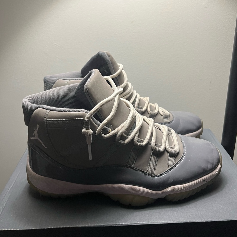 Jordan Gray and White High-Top Sneakers